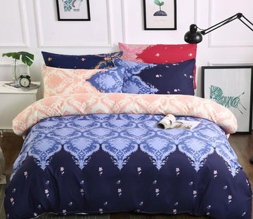 3D Light Blue Dark Blue Pattern 6135 Bed Pillowcases Quilt