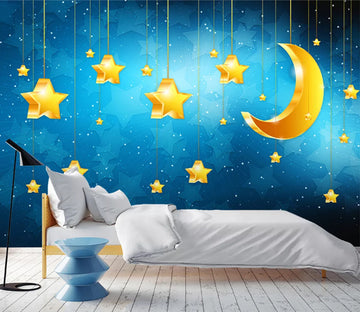 3D Yellow Moon Stars WC1848 Wall Murals