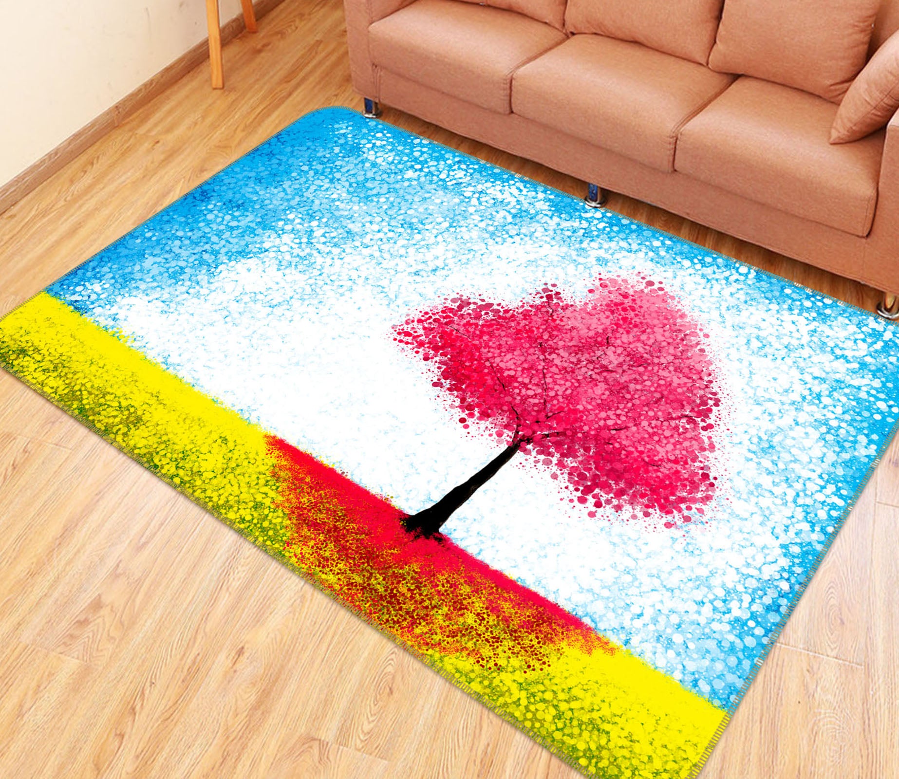 3D Red Tree 30148 Non Slip Rug Mat