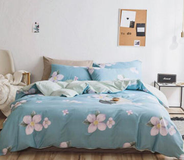 3D White Flowers 30223 Bed Pillowcases Quilt