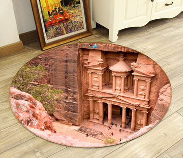 3D Mountain Stone Carving 74002 Round Non Slip Rug Mat