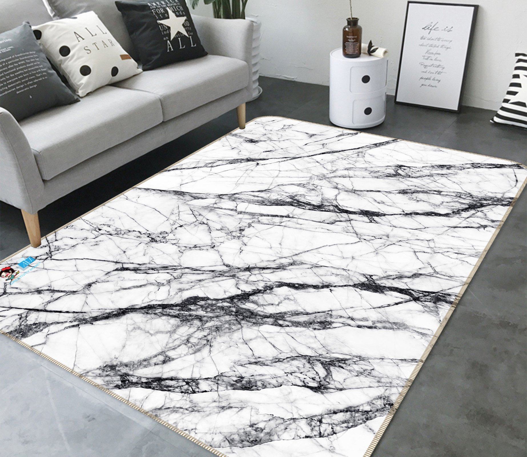 3D Thick Black Lines 39 Non Slip Rug Mat Mat AJ Creativity Home 