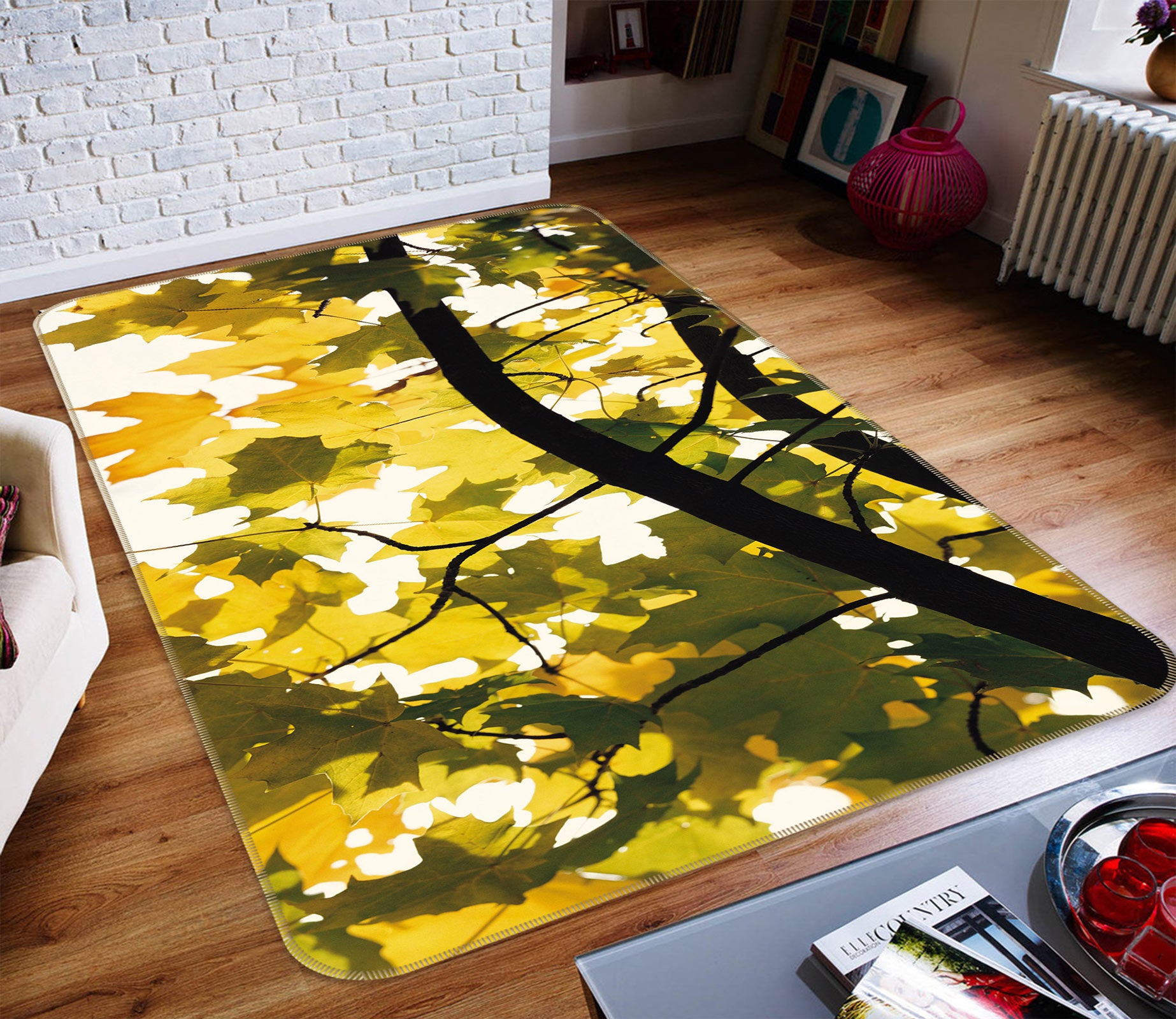 3D Trees Leaves 75271 Non Slip Rug Mat