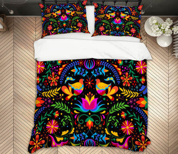 3D Color Bird Flowers 60188 Bed Pillowcases Quilt