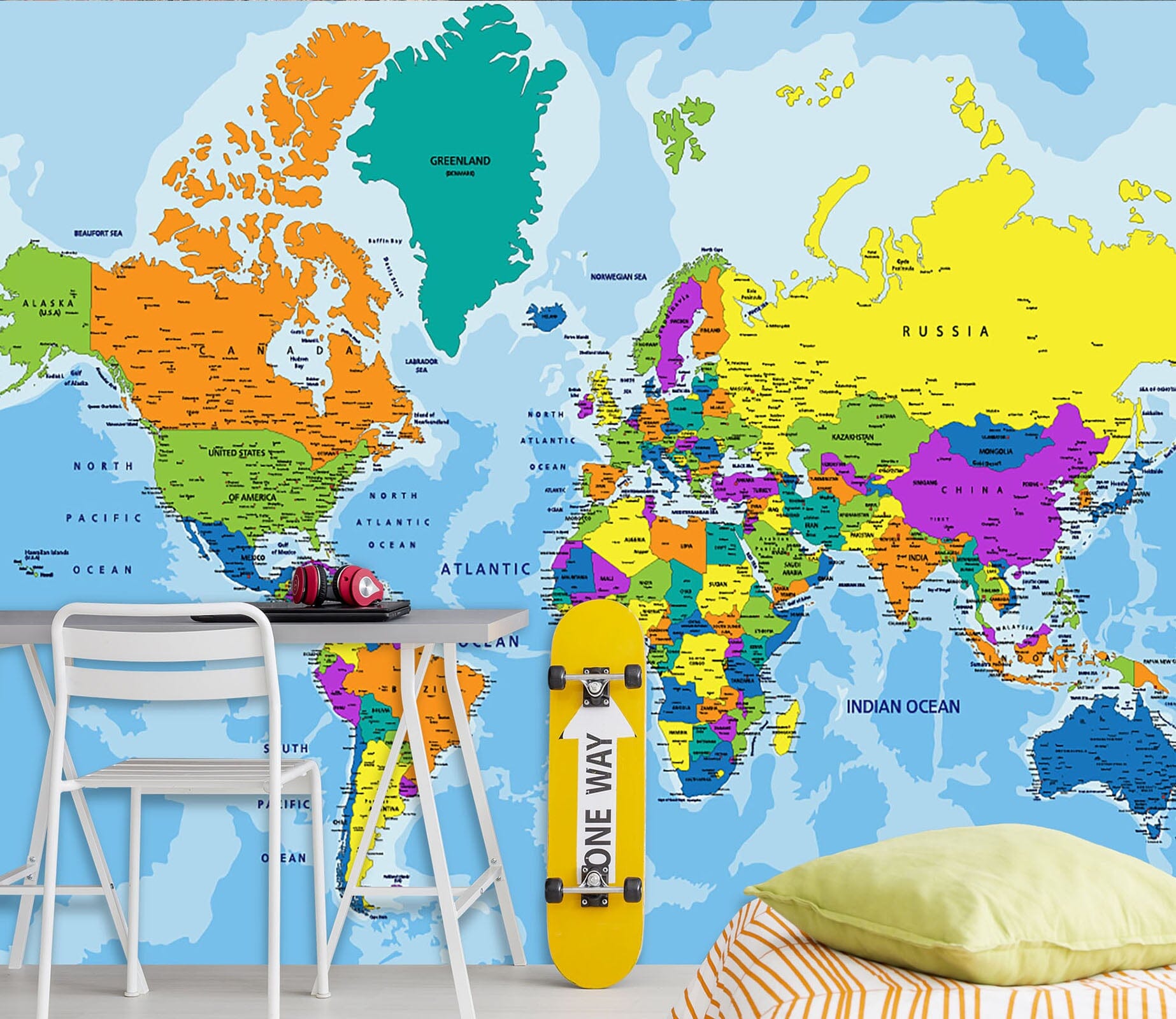 3D Color World Map 126 Wall Murals Wallpaper AJ Wallpaper 2 