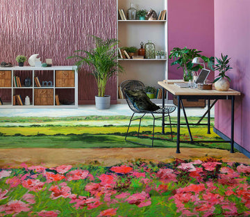 3D Grassland Pink Flowers 9646 Allan P. Friedlander Floor Mural