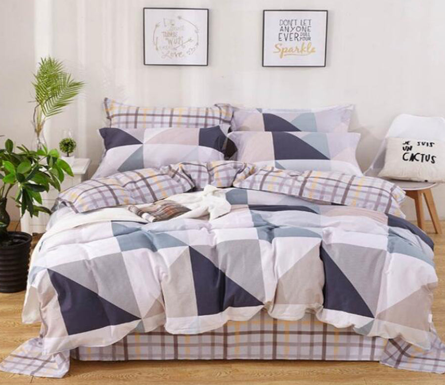 3D Blue Triangle 7094 Bed Pillowcases Quilt