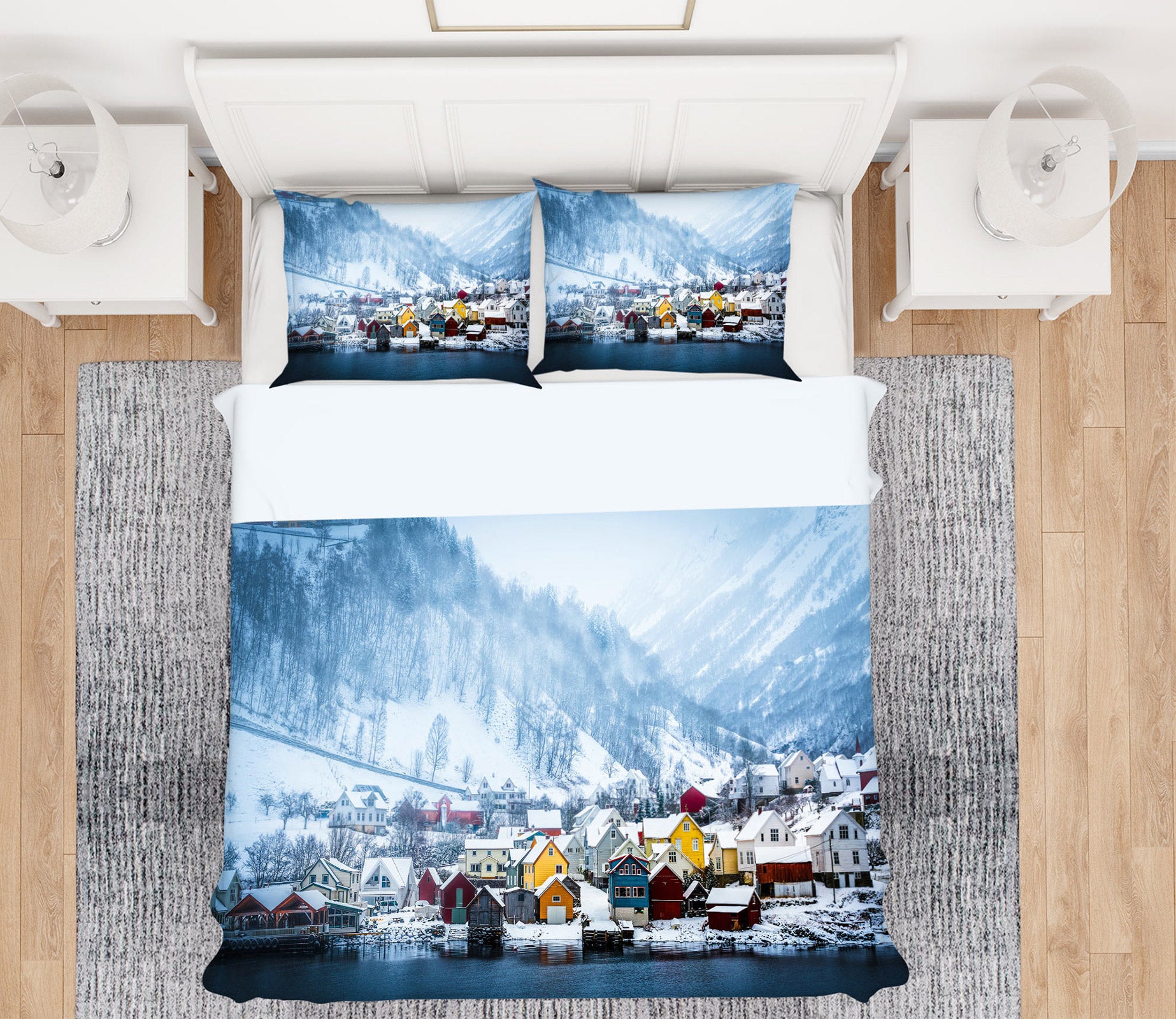 3D Snow Mountain Houses 59131 Bed Pillowcases Quilt