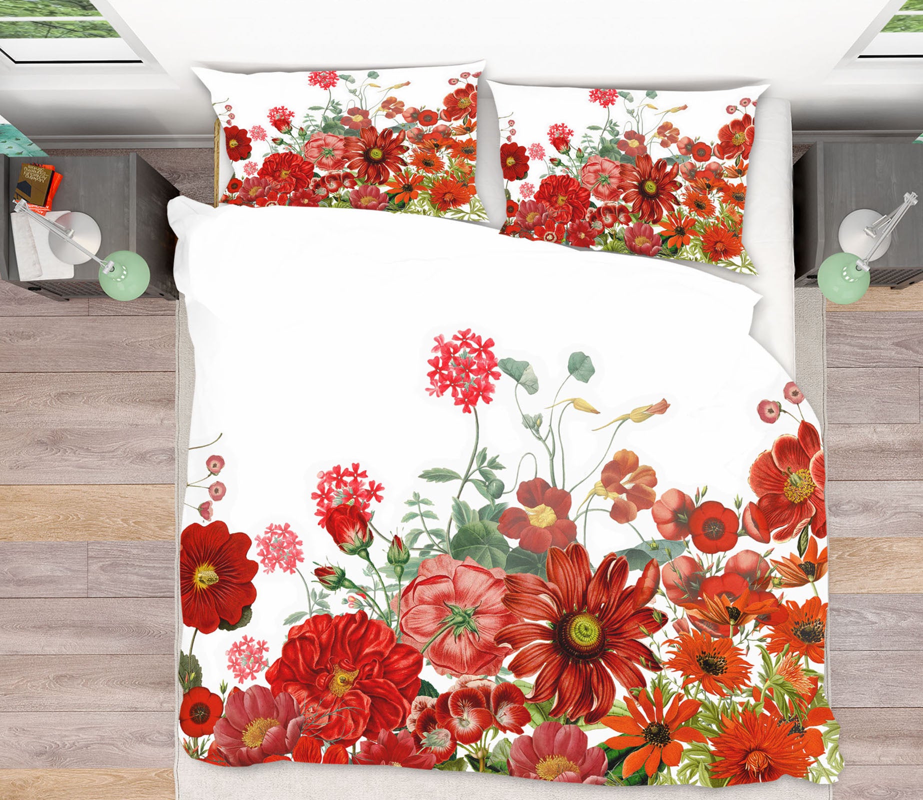 3D Red Flower Field 045 Uta Naumann Bedding Bed Pillowcases Quilt