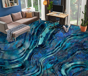 3D Navy Blue Stripes 102125 Andrea Haase Floor Mural