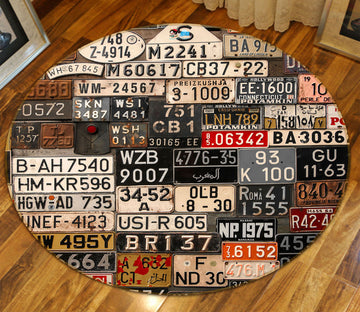 3D License Plate 80199 Round Non Slip Rug Mat
