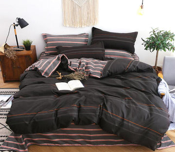 3D Black Brown Bars 13040 Bed Pillowcases Quilt