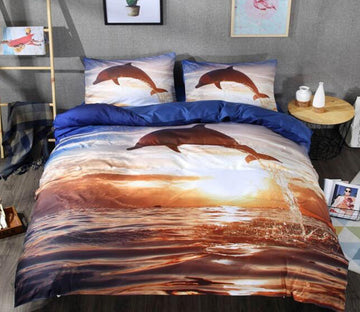 3D Sea Dolphin 5133 Bed Pillowcases Quilt