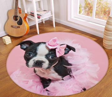 3D Pink Puppy 29053 Round Non Slip Rug Mat