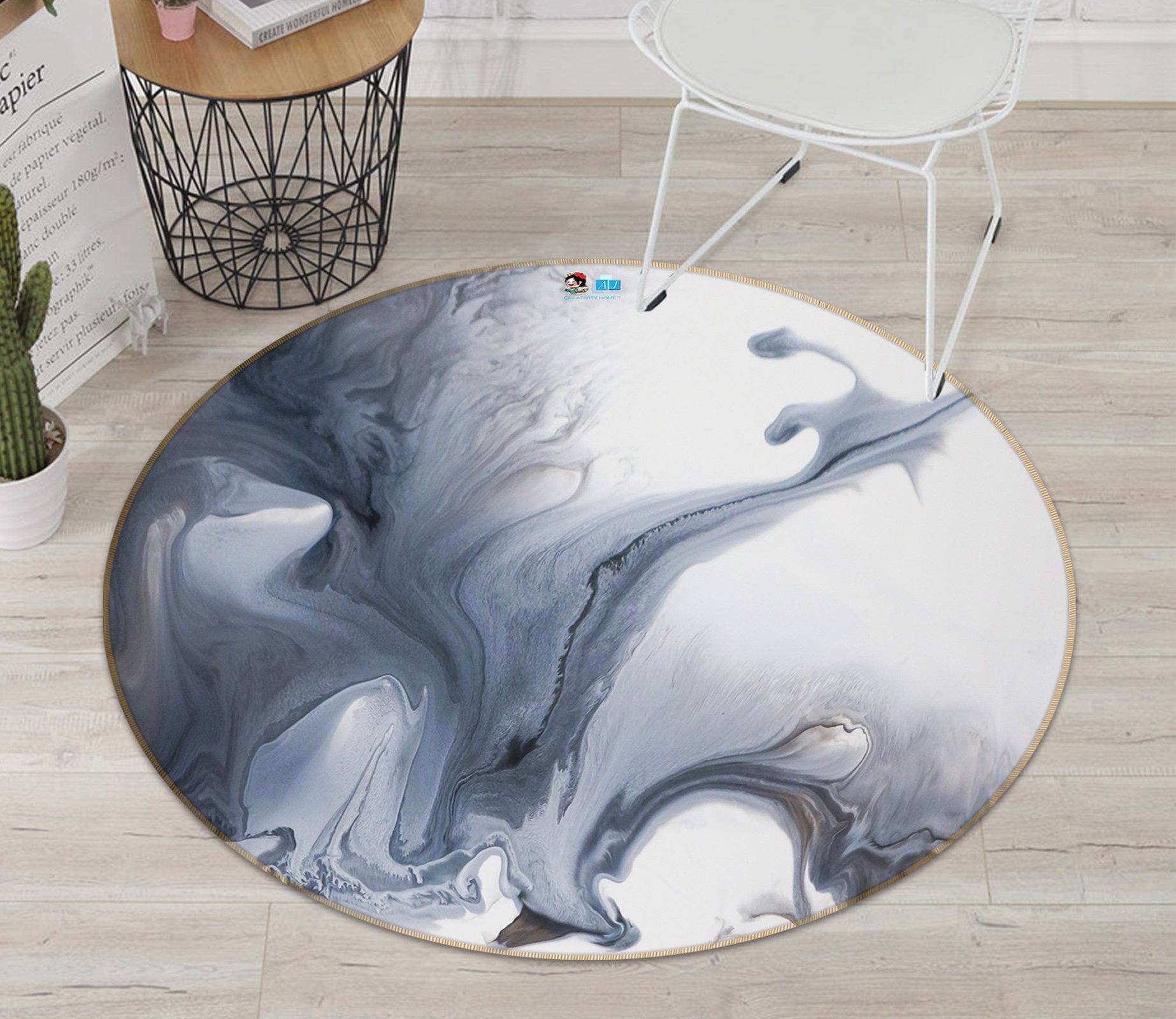 3D Smear Black Gradient 166 Round Non Slip Rug Mat Mat AJ Creativity Home 