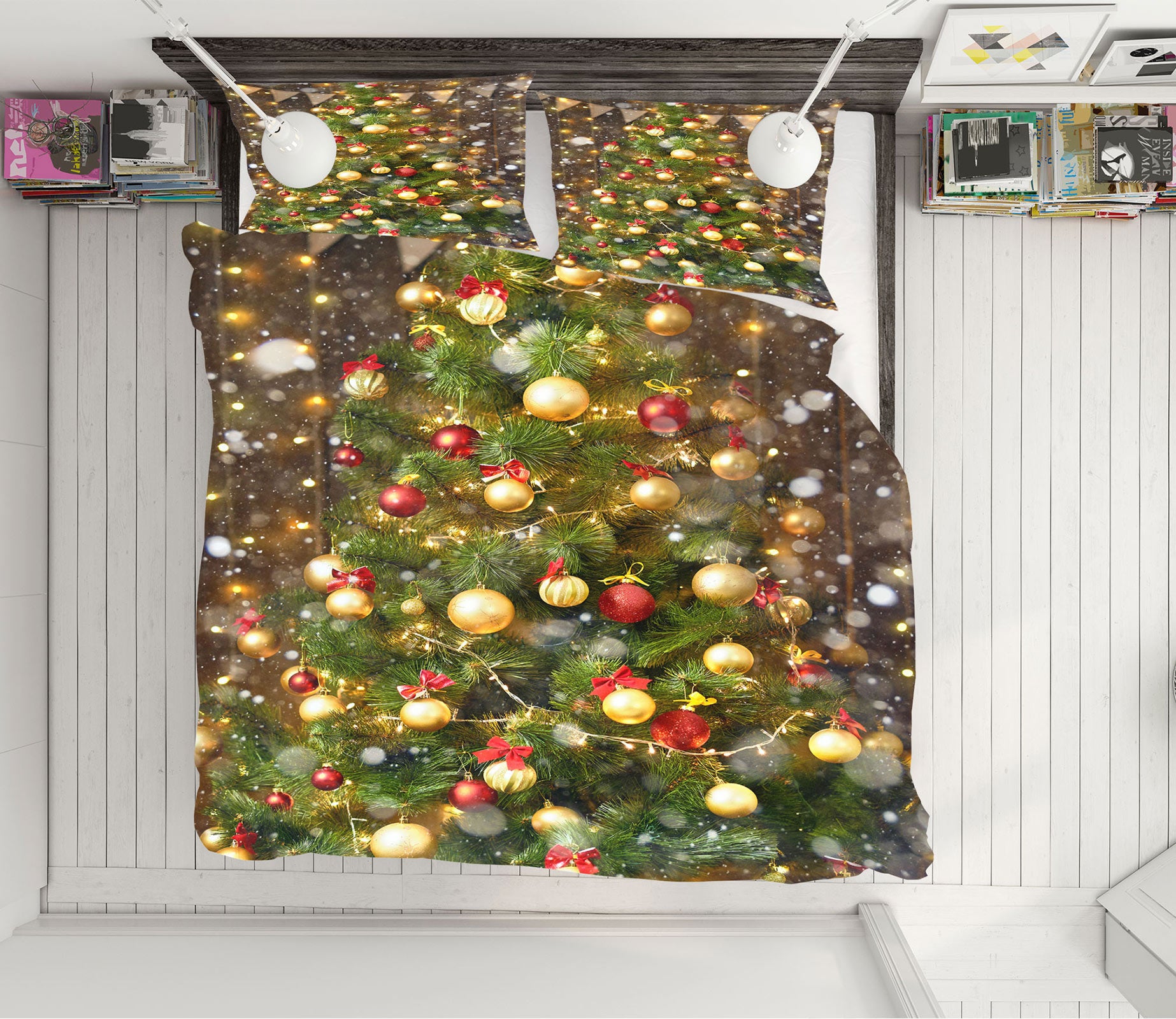3D Golden Ball Pine Cones Pendant 51021 Christmas Quilt Duvet Cover Xmas Bed Pillowcases