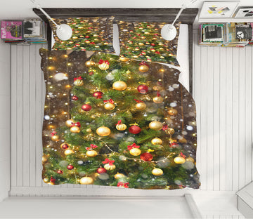 3D Golden Ball Pine Cones Pendant 51021 Christmas Quilt Duvet Cover Xmas Bed Pillowcases