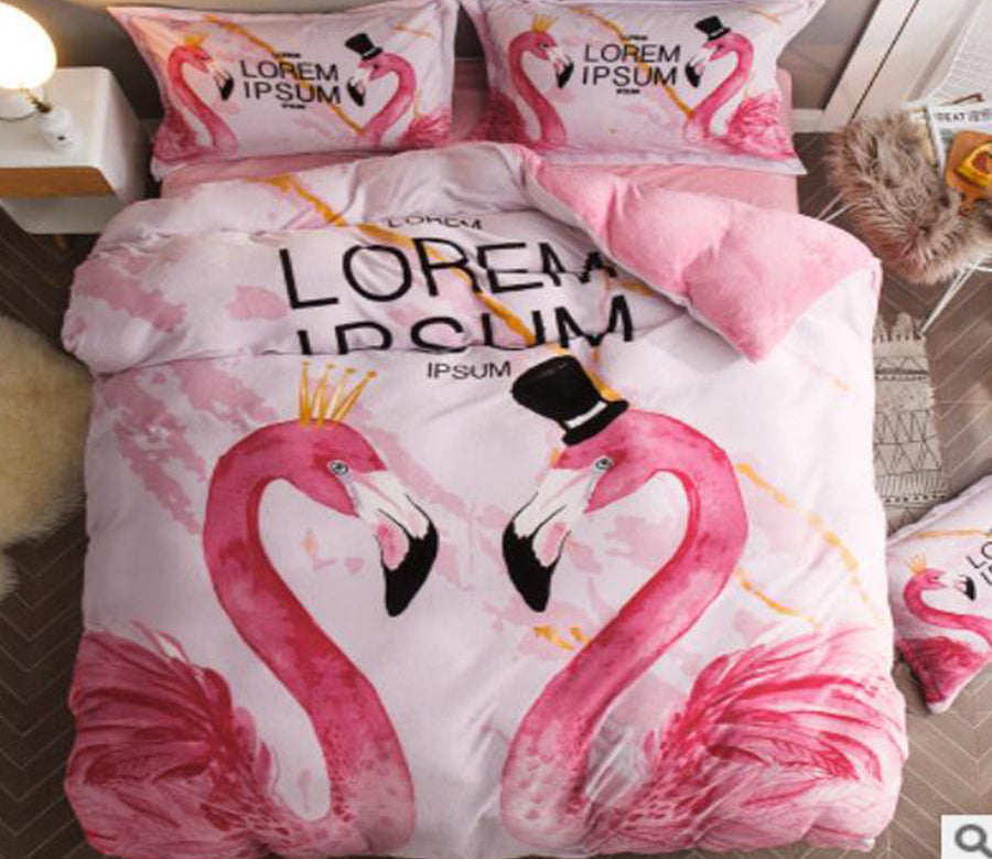 3D A Pair Of Flamingos 18101 Bed Pillowcases Quilt