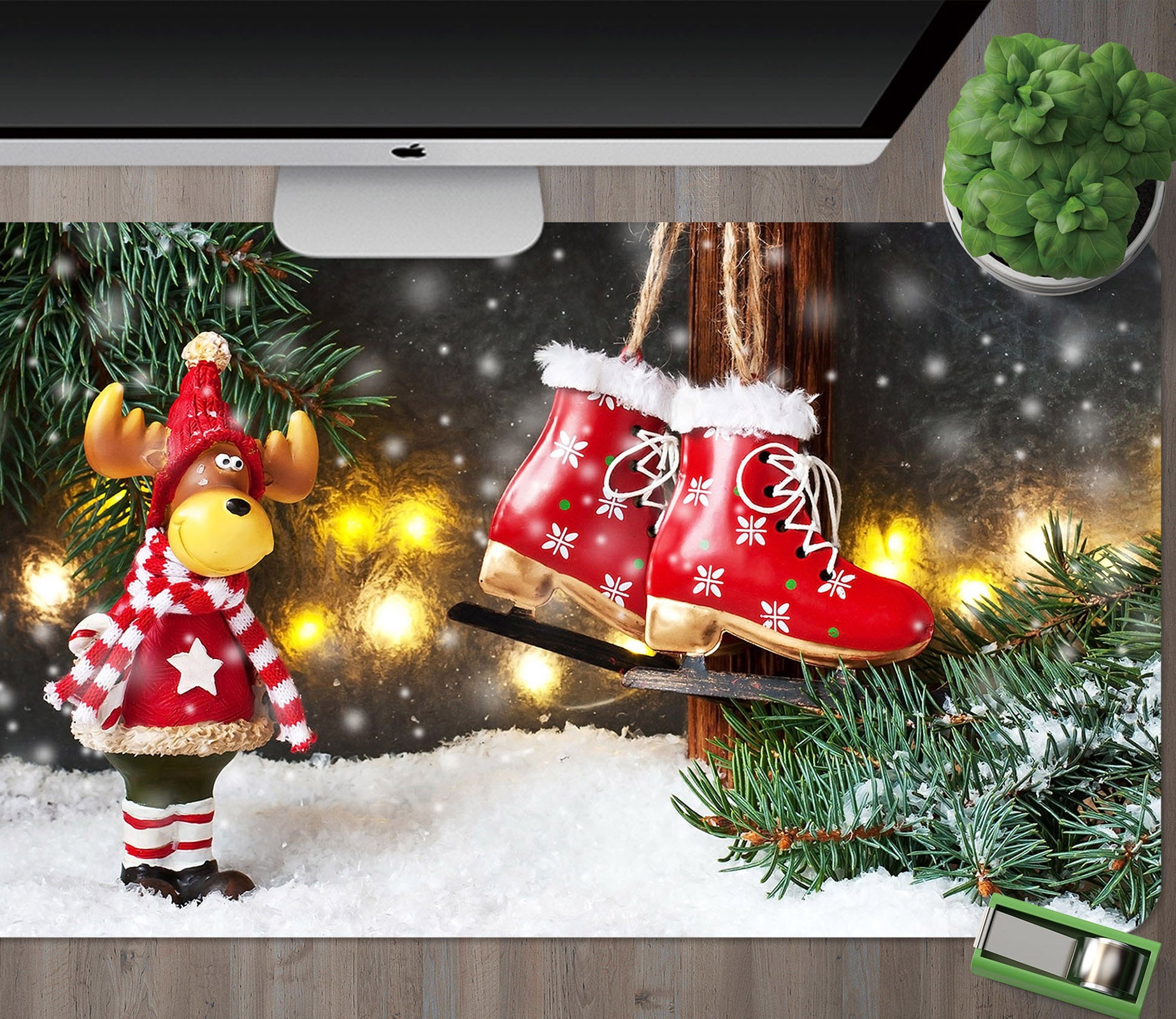 3D Snowshoe Deer 51260 Christmas Desk Mat Xmas