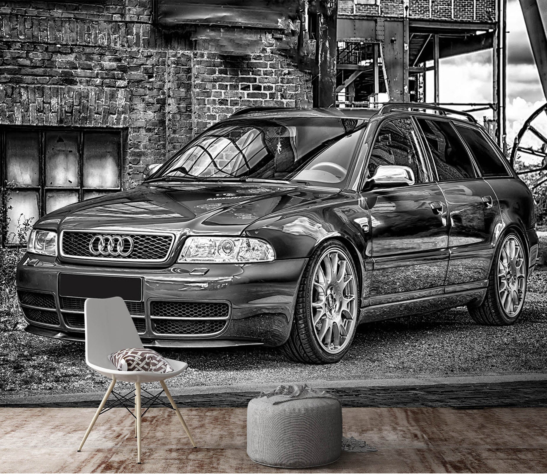 3D Brick House Car 061 Vehicle Wall Murals