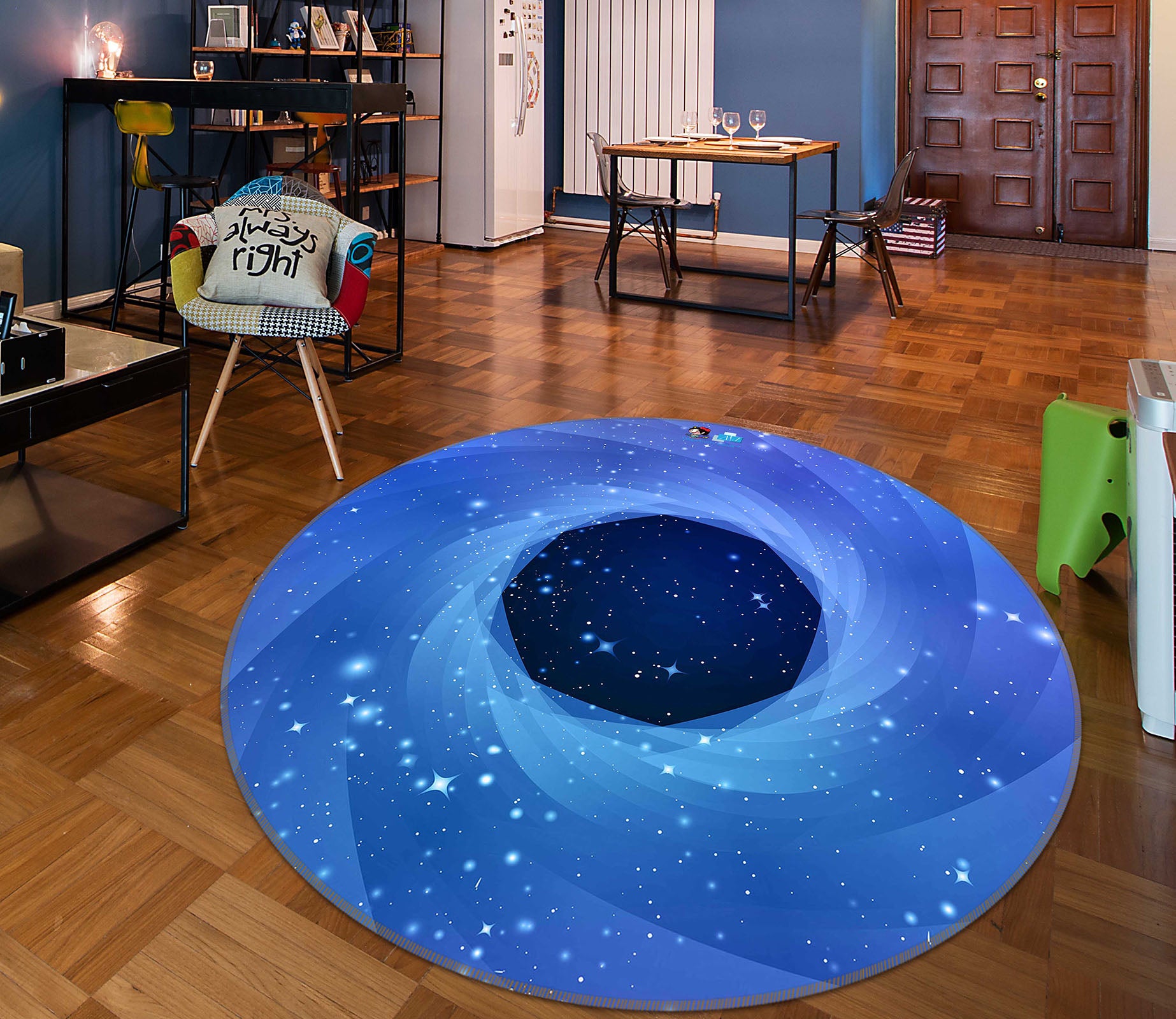 3D Vortex Hole 72112 Round Non Slip Rug Mat