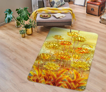 3D Golden Flower Bush 32219 Non Slip Rug Mat