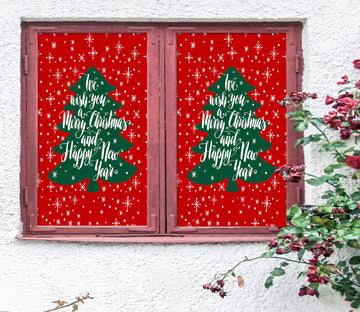 3D Merry Christmas Tree 43122 Christmas Window Film Print Sticker Cling Stained Glass Xmas
