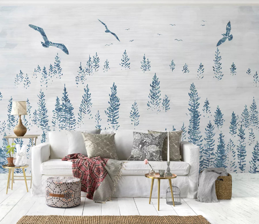 3D Eagle Forest WC2370 Wall Murals