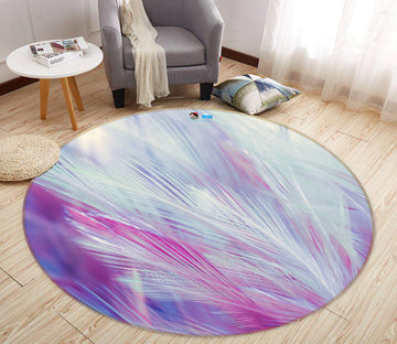 3D Purple Feather 81217 Round Non Slip Rug Mat