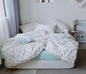 3D White Green Wave Point 16010 Bed Pillowcases Quilt