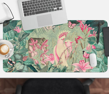3D Pink Parrot Lily 991 Andrea Haase Desk Mat