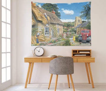 3D Thatched Cottage 11231 Trevor Mitchell Tapestry Hanging Cloth Hang