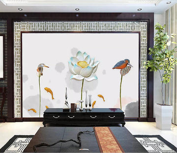 3D Lotus Magpie 1799 Wall Murals Wallpaper AJ Wallpaper 2 
