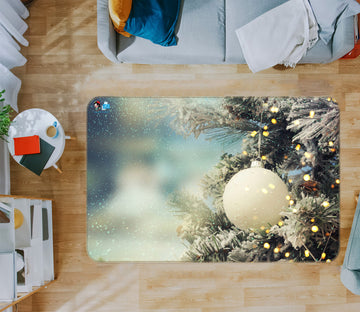 3D White Ball 54230 Christmas Non Slip Rug Mat Xmas