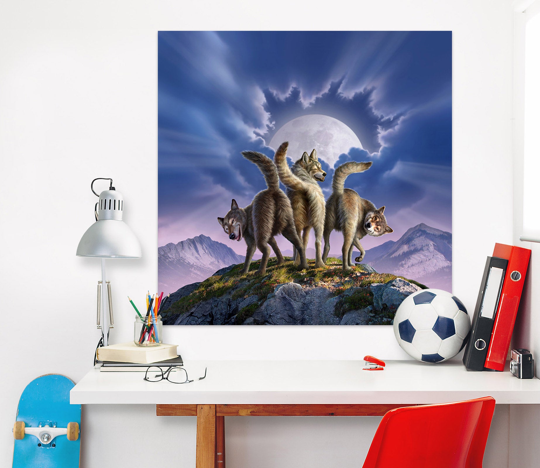 3D Wolf Moon 85193 Jerry LoFaro Wall Sticker