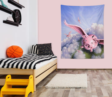 3D Piggy Bank Wings 111156 Jerry LoFaro Tapestry Hanging Cloth Hang