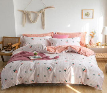 3D Small Pink Strawberry 4127 Bed Pillowcases Quilt