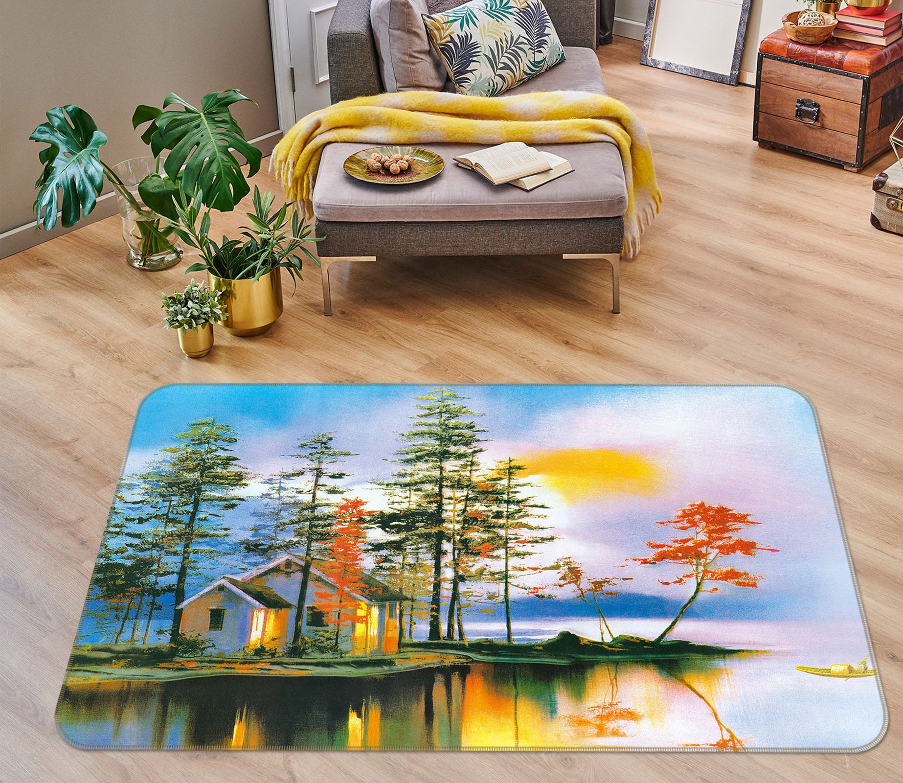 3D Lake House 33120 Non Slip Rug Mat