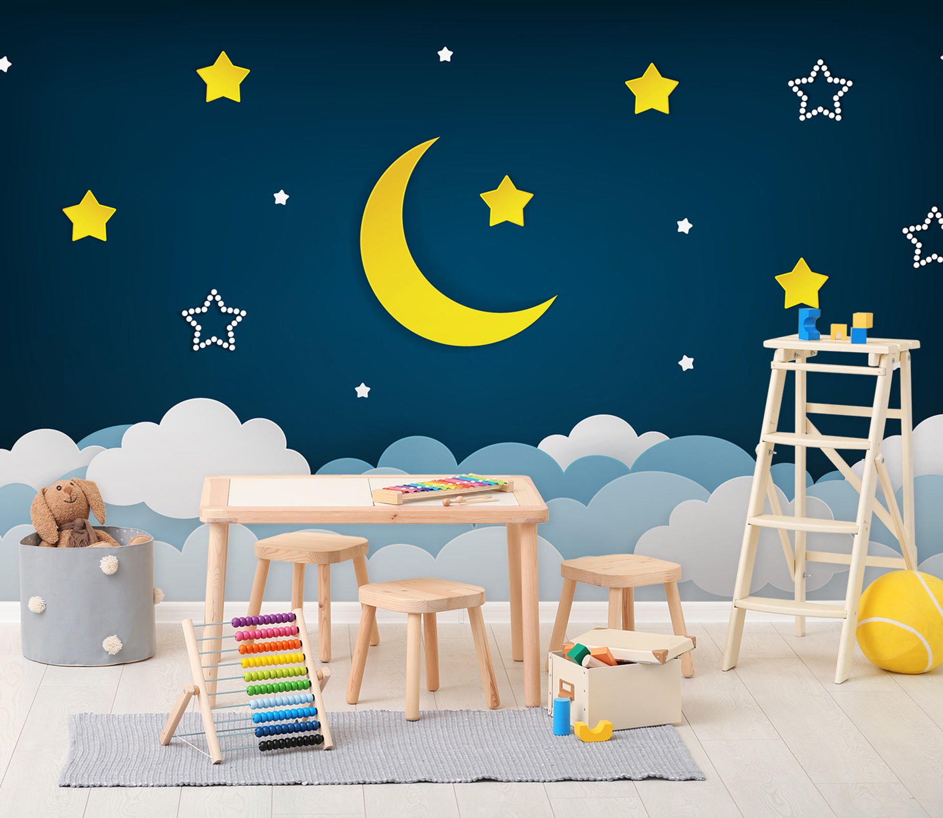 3D Moon Star Cloud 042 Wall Murals Wallpaper AJ Wallpaper 2 