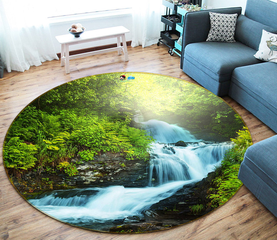 3D Waterfall 66183 Round Non Slip Rug Mat