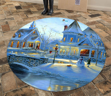 3D Villa Bridge 058 Round Non Slip Rug Mat Mat AJ Creativity Home 