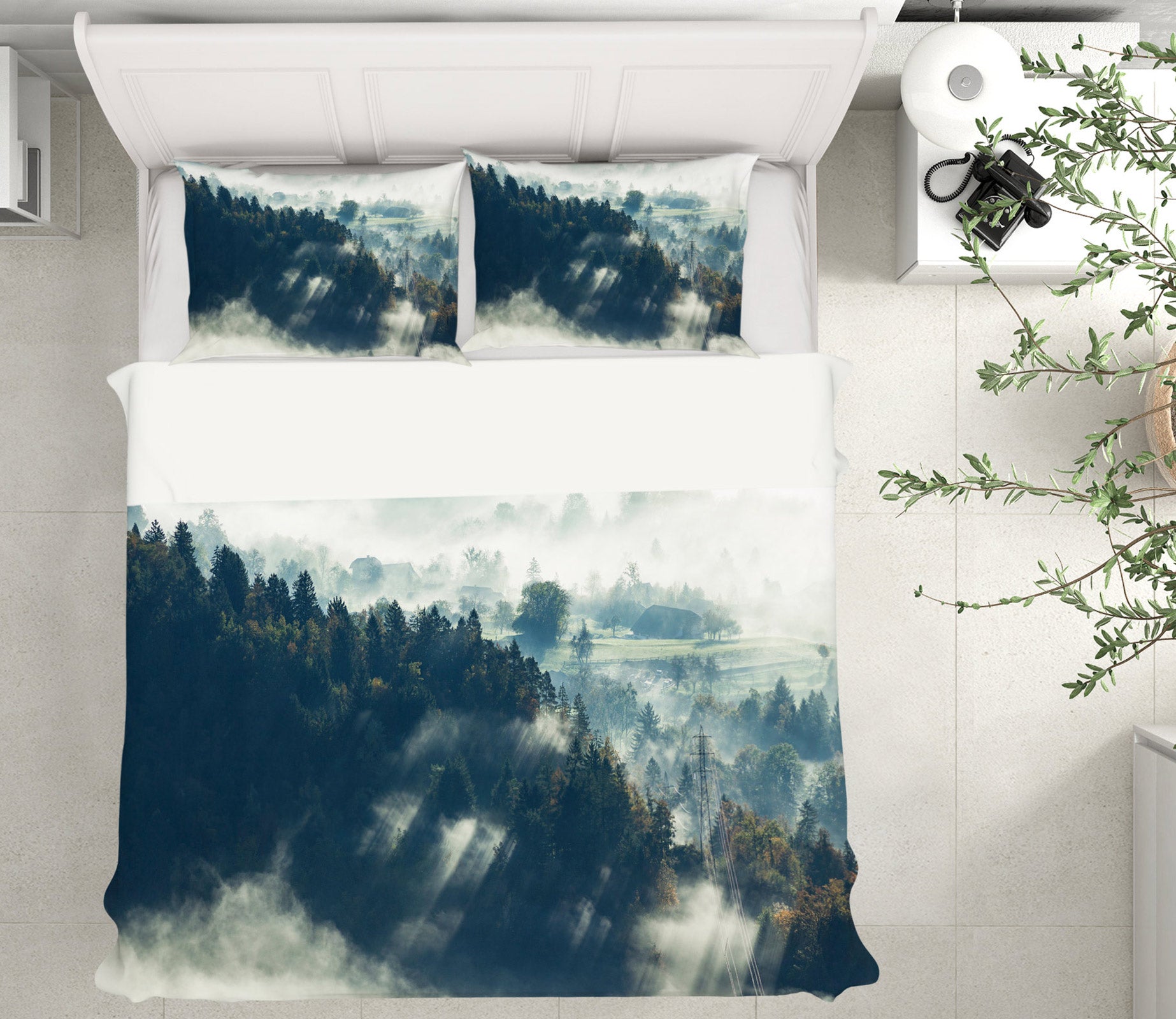3D Mountain Forest 59173 Bed Pillowcases Quilt