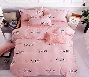 3D Pink Bottom Love Letters 12061 Bed Pillowcases Quilt