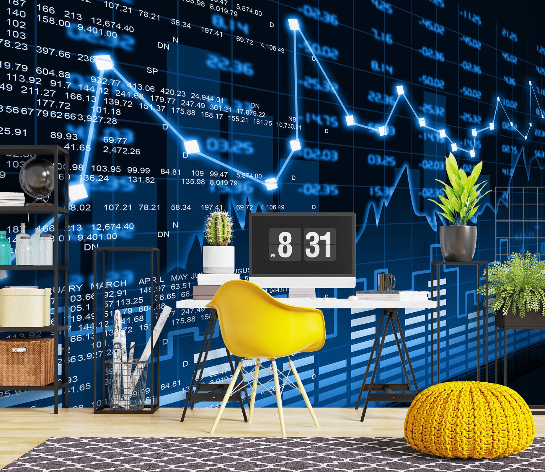 3D Blue Data Numbers 1088 Wall Murals