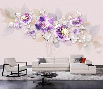 3D Purple Flowers 1744 Wall Murals Wallpaper AJ Wallpaper 2 