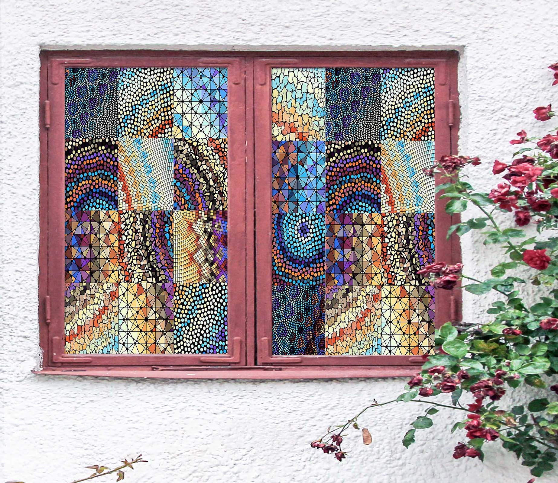 3D Fragment Art 448 Window Film Print Sticker Cling Stained Glass UV Block