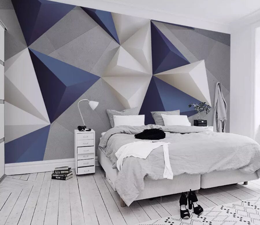 3D Blue Triangle 2067 Wall Murals Wallpaper AJ Wallpaper 2 