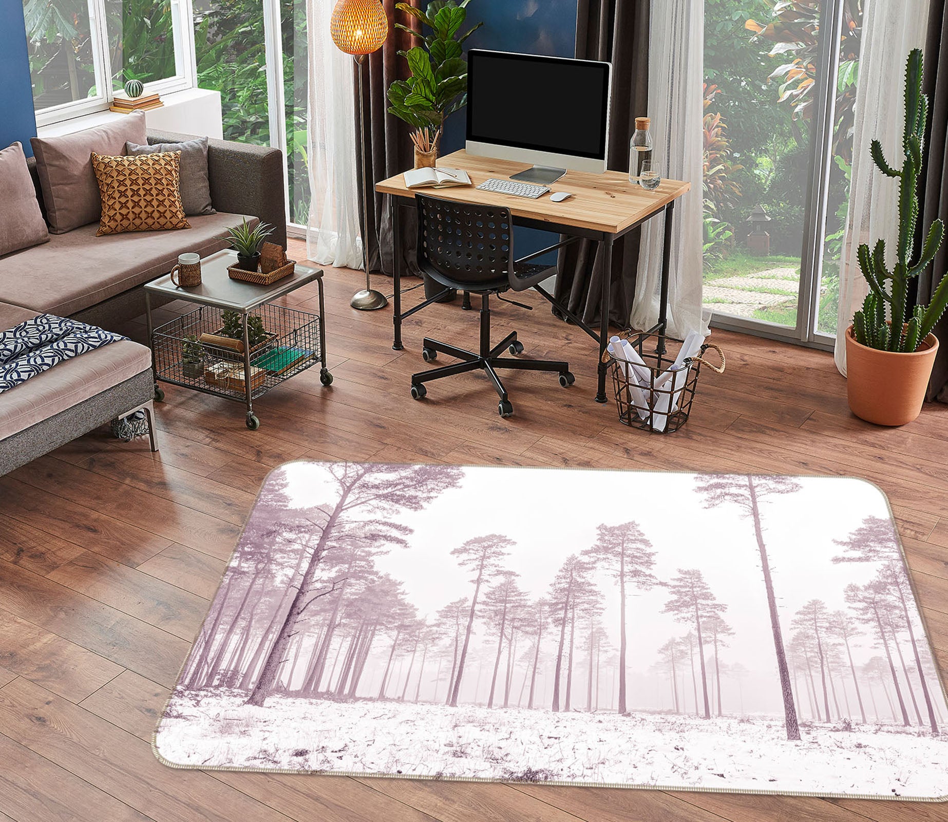 3D Snowfield Trees 83270 Assaf Frank Rug Non Slip Rug Mat