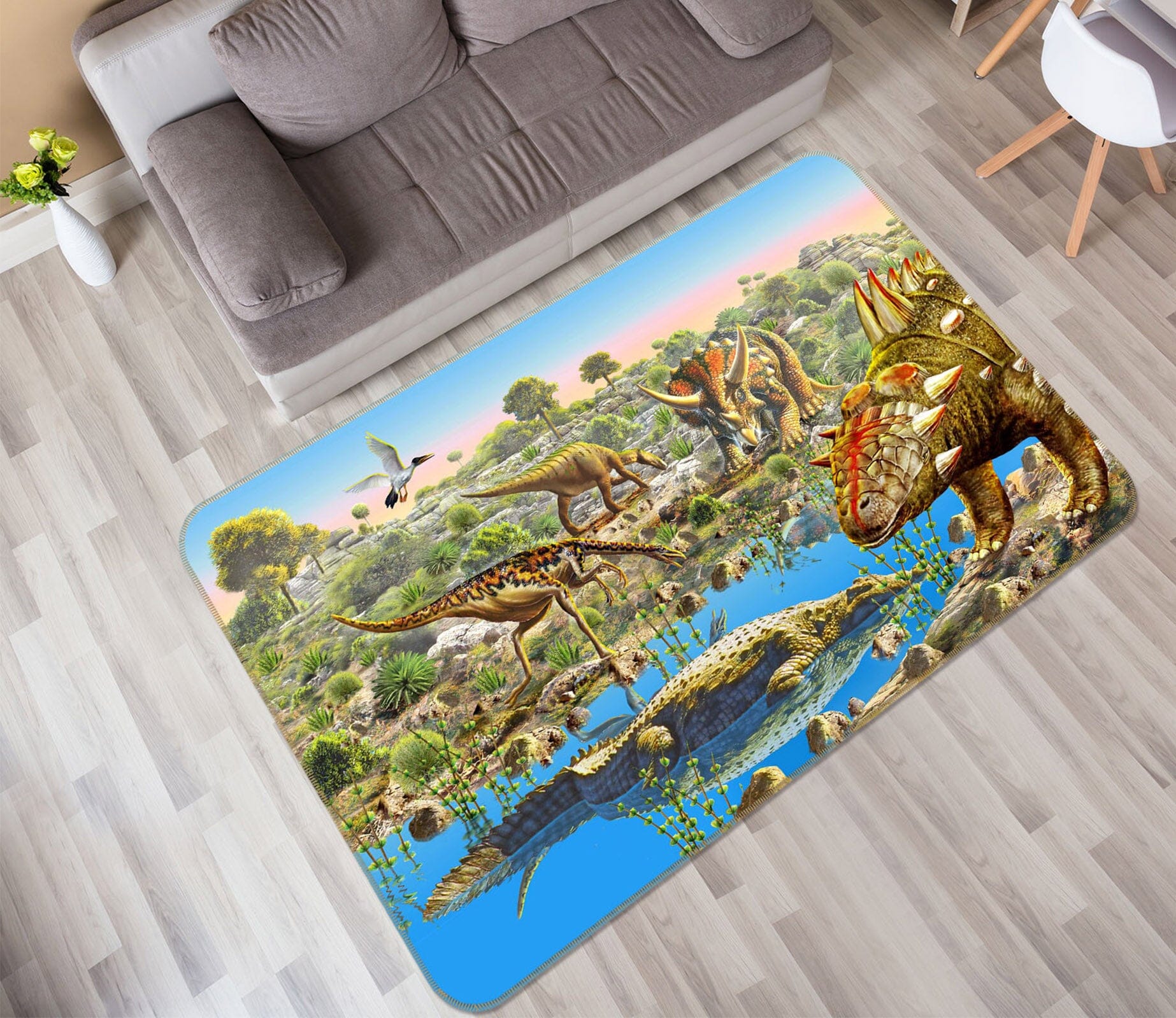 3D Dinosaur Kingdom 1052 Adrian Chesterman Rug Non Slip Rug Mat Mat AJ Creativity Home 