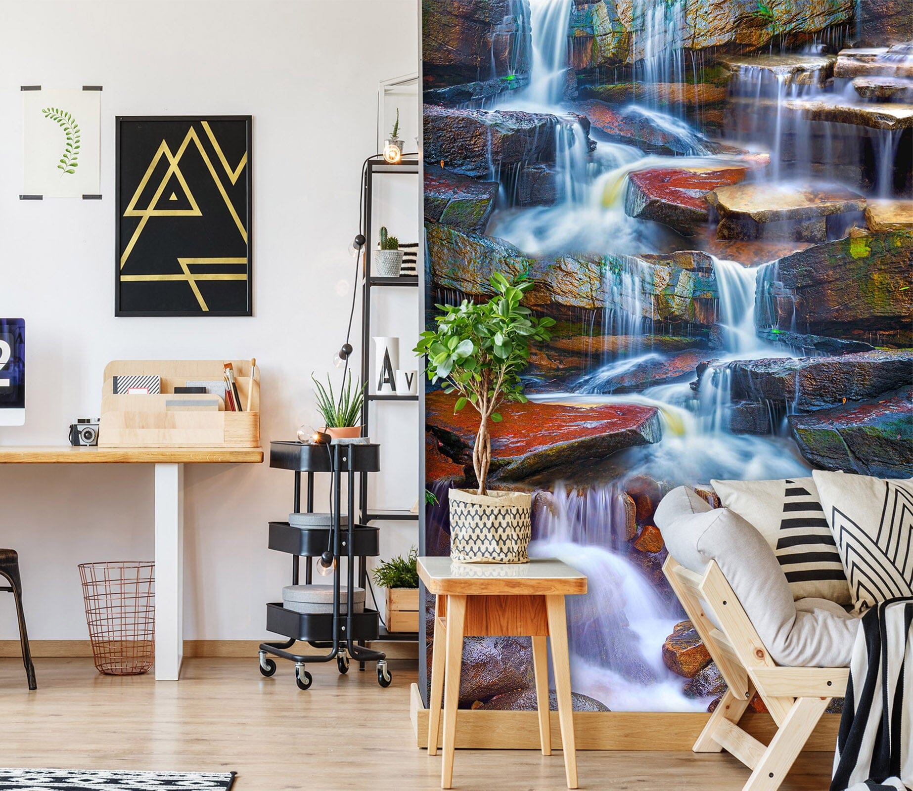 3D Forest Waterfall 1540 Wall Murals Wallpaper AJ Wallpaper 2 
